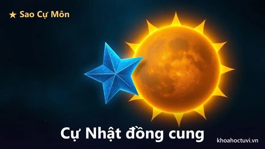 Một ngôi sao xanh và một ngôi sao vàng lớn kề nhau tỏa sáng chung một vầng hào quang ấm