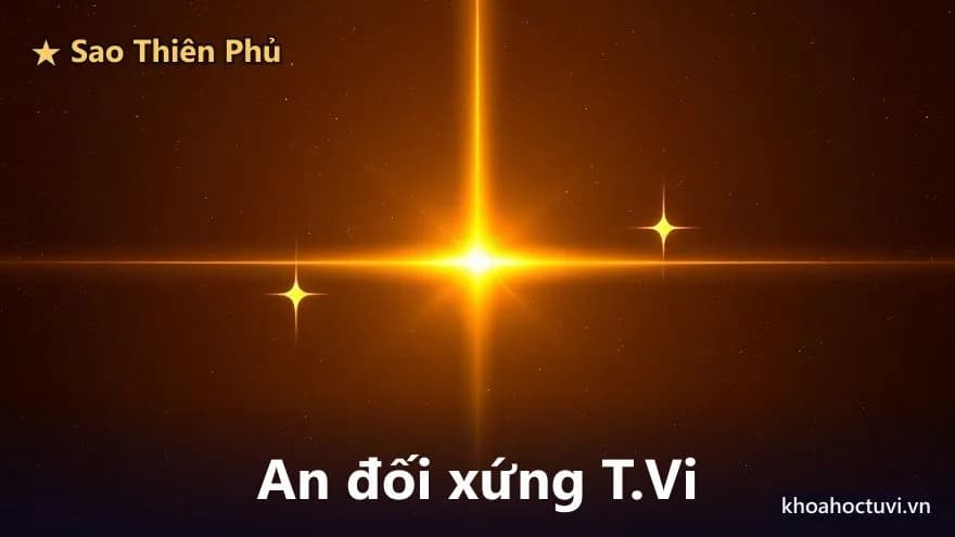 Hai ngôi sao vàng nằm đối xứng qua một đường trục sáng mảnh vắt ngang bầu trời, các ngôi sao nhỏ khác xếp thành cung quanh chúng