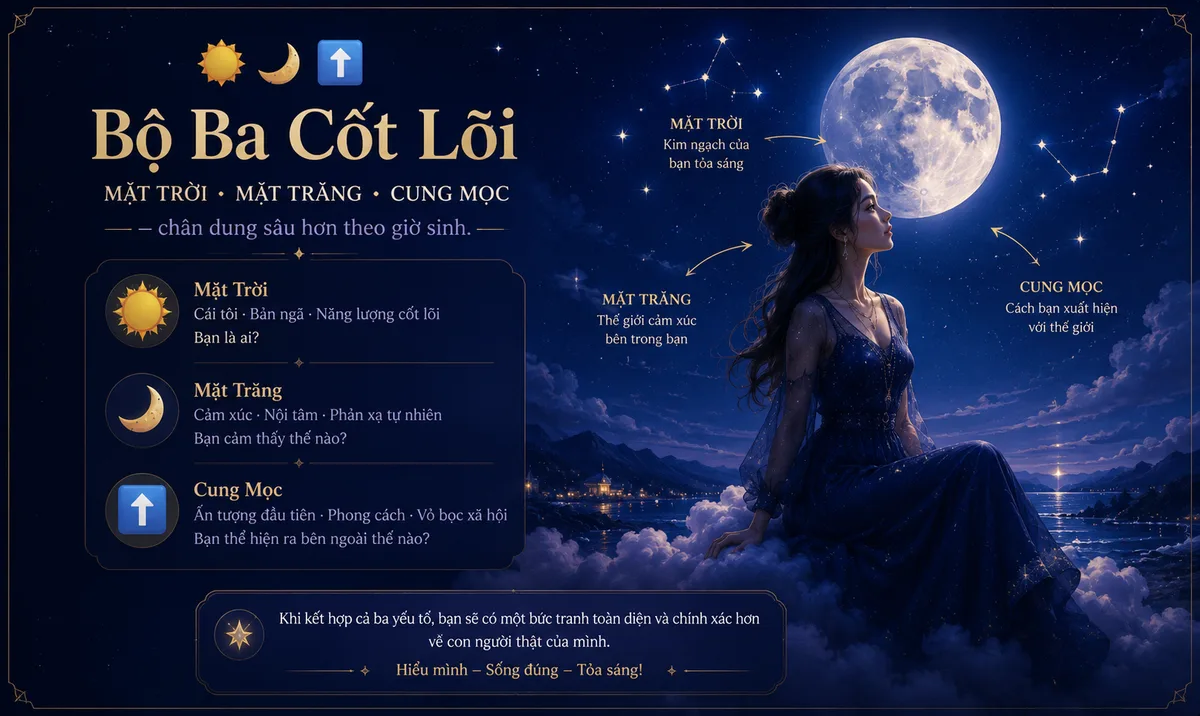 Cách Tính Bộ Ba Cốt Lõi Chuẩn Từ Ngày Giờ Nơi Sinh
