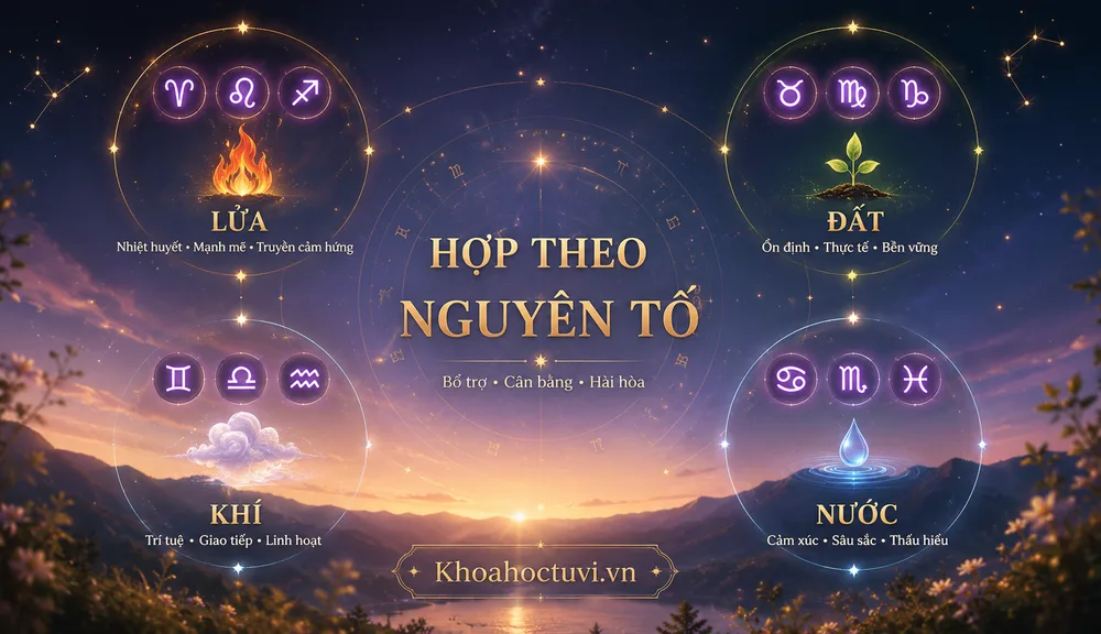 Cung hoàng đạo hợp nhau theo nguyên tố trong tình yêu