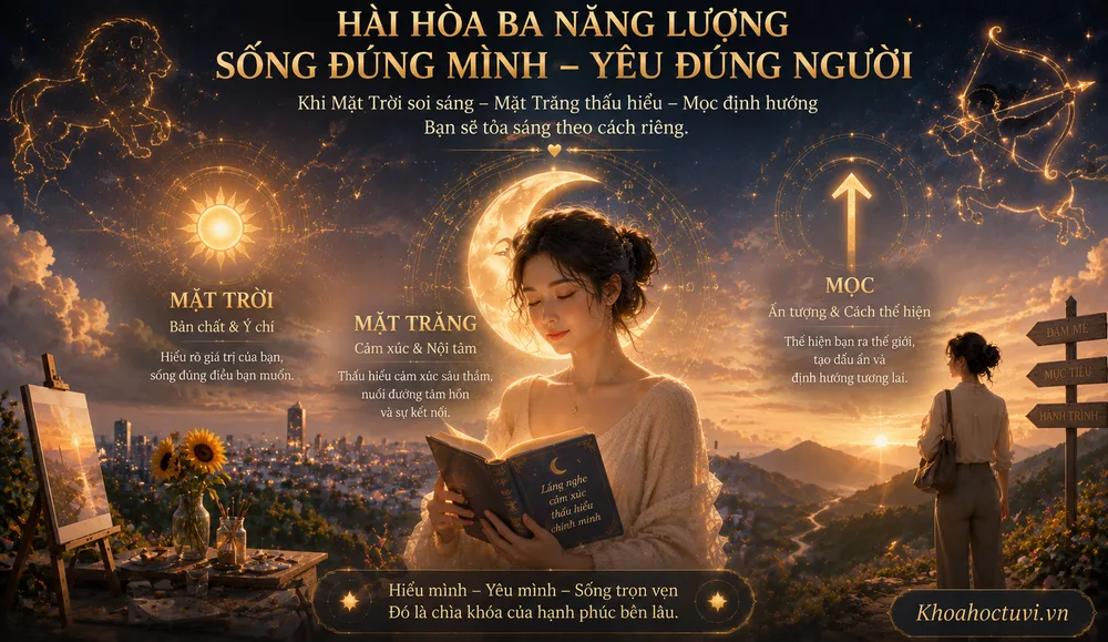 Cung Mặt Trời Mặt Trăng Mọc — bộ ba cốt lõi của lá số chiêm tinh