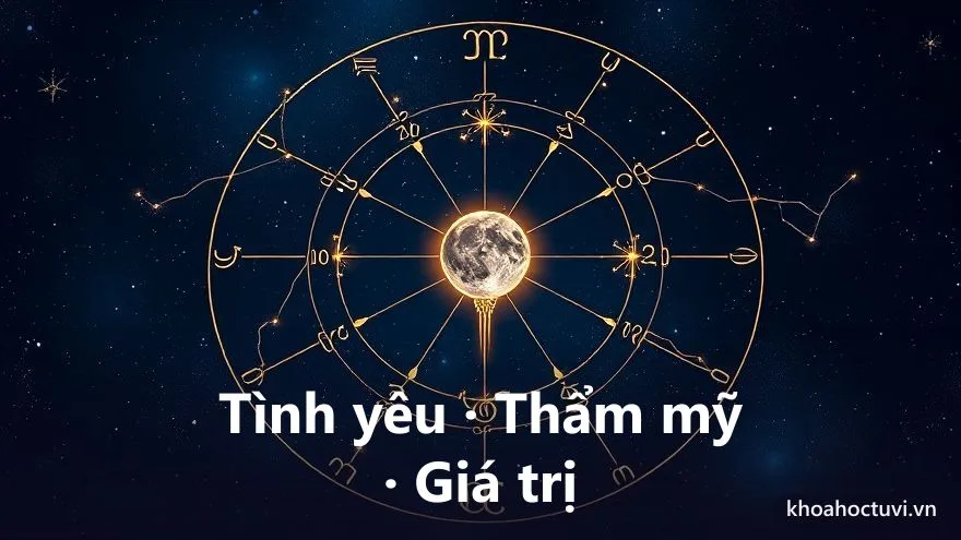 Sơ đồ ý nghĩa sao Kim trong chiêm tinh gồm ba mảng tình yêu, thẩm mỹ và giá trị bản thân
