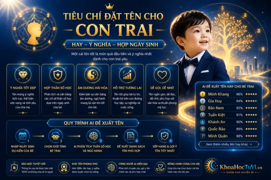 Gợi ý tên bé trai hợp ngày sinh