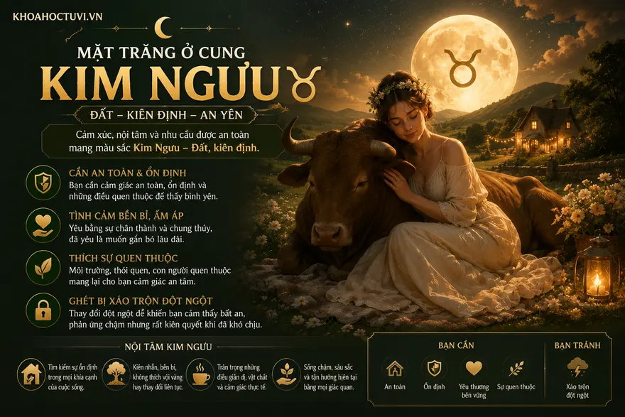 Mặt Trăng ở cung Kim Ngưu (☽ ♉) — minh họa bản đồ sao