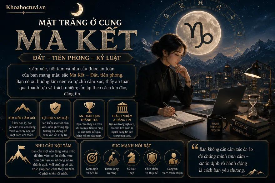 Mặt Trăng ở cung Ma Kết (☽ ♑) — minh họa bản đồ sao