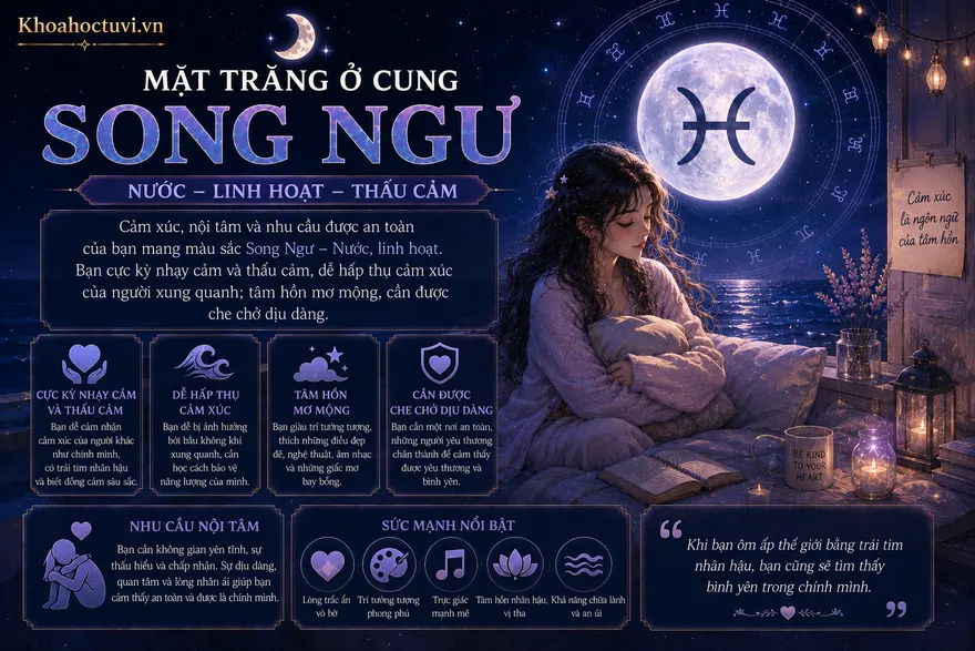 Mặt Trăng ở cung Song Ngư (☽ ♓) — minh họa bản đồ sao