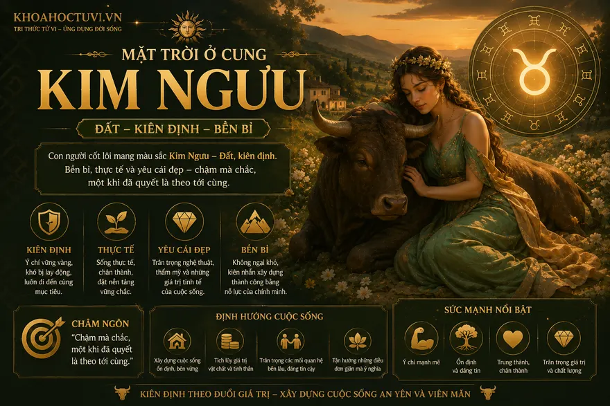 Mặt Trời ở cung Kim Ngưu (☉ ♉) — minh họa bản đồ sao