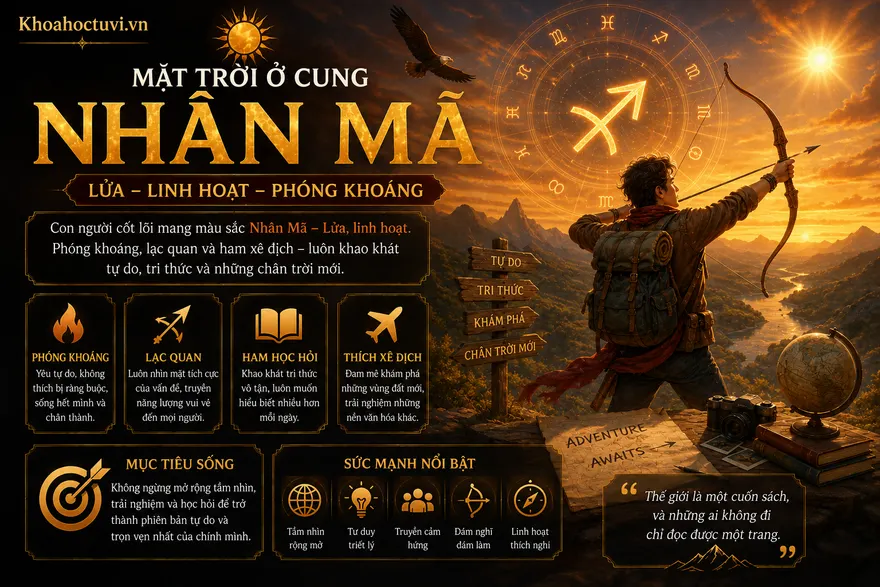 Mặt Trời ở cung Nhân Mã (☉ ♐) — minh họa bản đồ sao