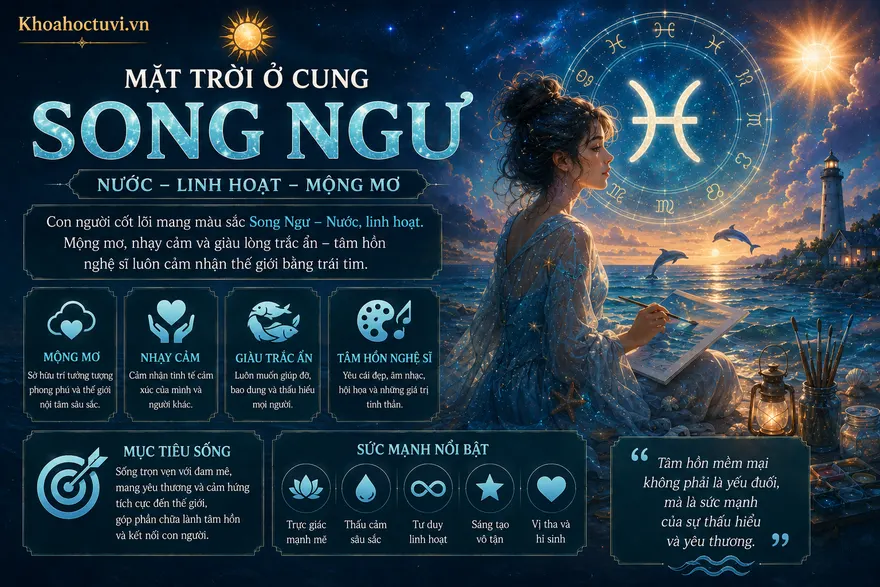 Mặt Trời ở cung Song Ngư (☉ ♓) — minh họa bản đồ sao