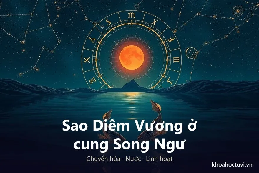 Sao Diêm Vương ở cung Song Ngư (♇ ♓) — minh họa bản đồ sao