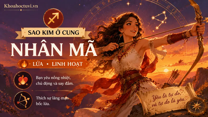 Sao Kim ở cung Nhân Mã (♀ ♐) — minh họa bản đồ sao
