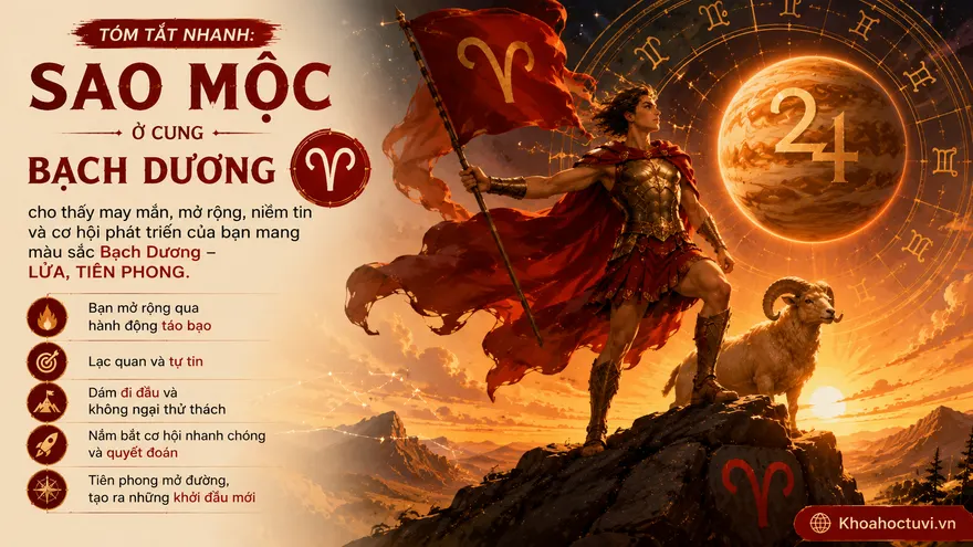 Sao Mộc ở cung Bạch Dương (♃ ♈) — minh họa bản đồ sao
