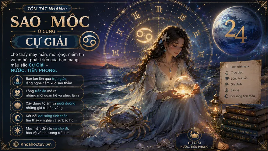 Sao Mộc ở cung Cự Giải (♃ ♋) — minh họa bản đồ sao