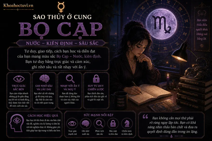 Sao Thủy ở cung Bọ Cạp (☿ ♏) — minh họa bản đồ sao