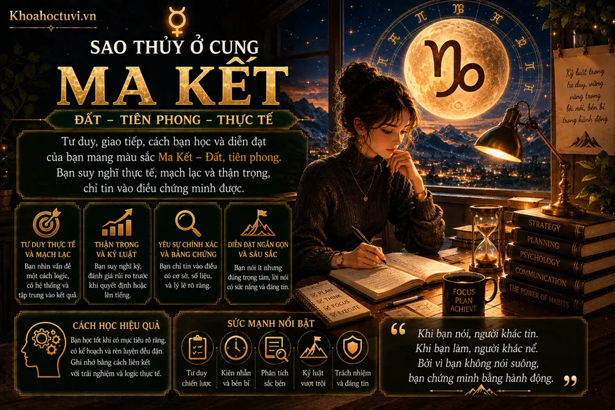 Sao Thủy ở cung Ma Kết (☿ ♑) — minh họa bản đồ sao