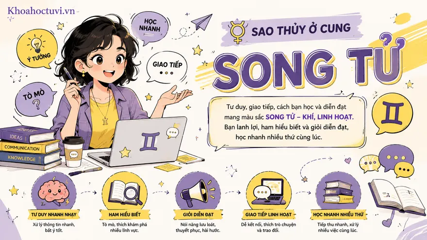 Sao Thủy ở cung Song Tử (☿ ♊) — minh họa bản đồ sao