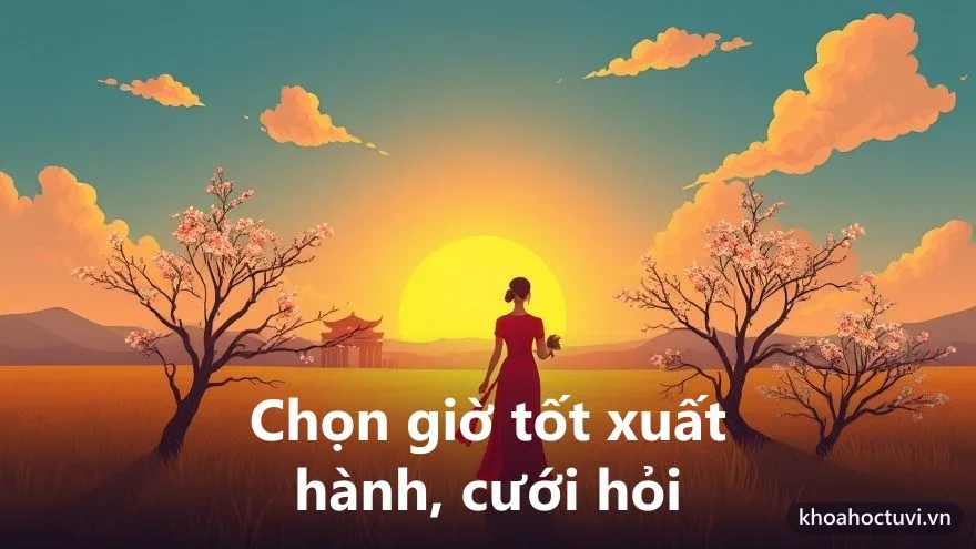 Bàn tính chọn giờ tốt để xuất hành và cưới hỏi, minh họa ứng dụng của giờ hoàng đạo
