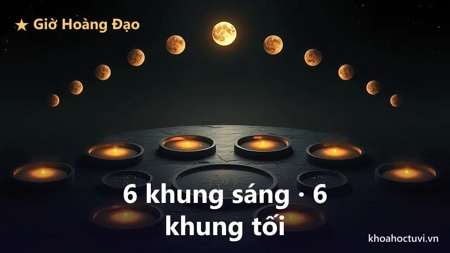 Mười hai hồ nước tròn xếp thành vòng trên nền đá sẫm, một nửa số hồ tỏa ánh vàng ấm bốc hơi sương, nửa còn lại tối và phẳng lặng soi sao đêm