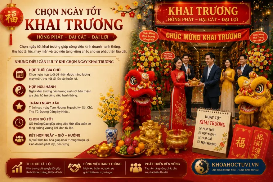 Lễ cắt băng khai trương vào ngày giờ Hoàng Đạo, chọn ngày hợp ngũ hành ngành nghề