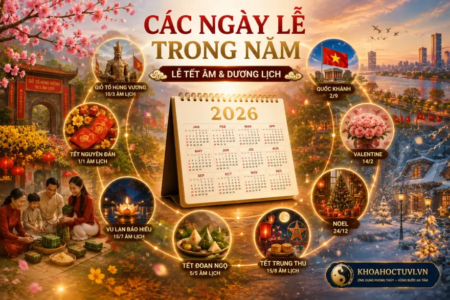 Các ngày lễ truyền thống âm lịch: Tết Nguyên Đán, Tết Đoan Ngọ, Vu Lan, Trung Thu