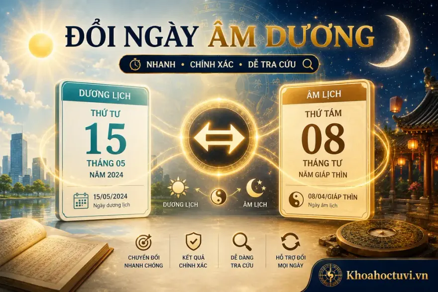Đổi ngày âm dương — chuyển dương lịch sang âm lịch và ngược lại, kèm Can Chi