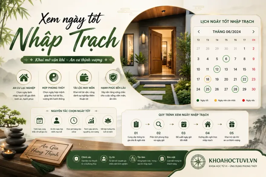 Công cụ xem ngày nhập trạch: lịch ngày tốt, nguyên tắc chọn ngày hợp tuổi gia chủ