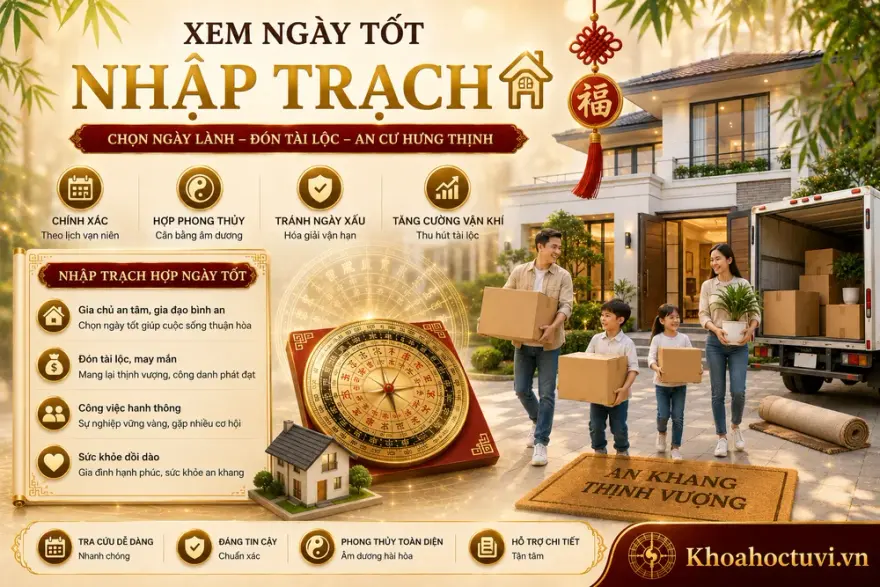 Xem ngày nhập trạch — gia đình dọn về nhà mới ngày lành, an khang thịnh vượng