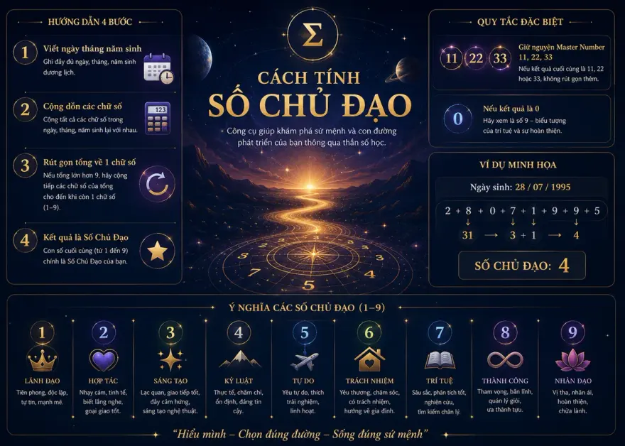 Cách Tính Số Chủ Đạo Chuẩn Thần Số Học (Kèm Ví Dụ Chi Tiết)