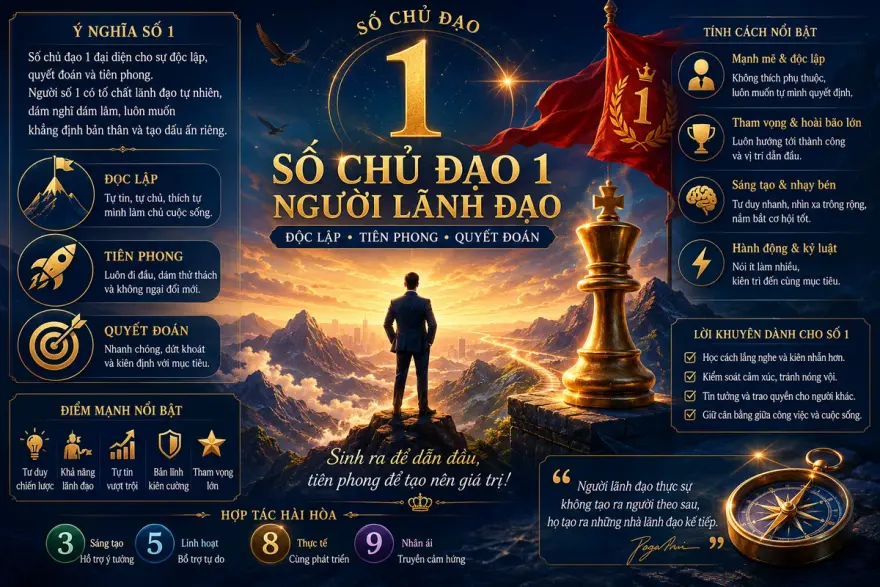 Số Chủ Đạo 1: Tính Cách, Sự Nghiệp & Tình Yêu Người Lãnh Đạo