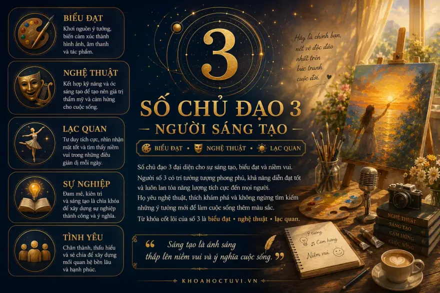 Số Chủ Đạo 3: Tính Cách, Sự Nghiệp & Tình Yêu Người Sáng Tạo