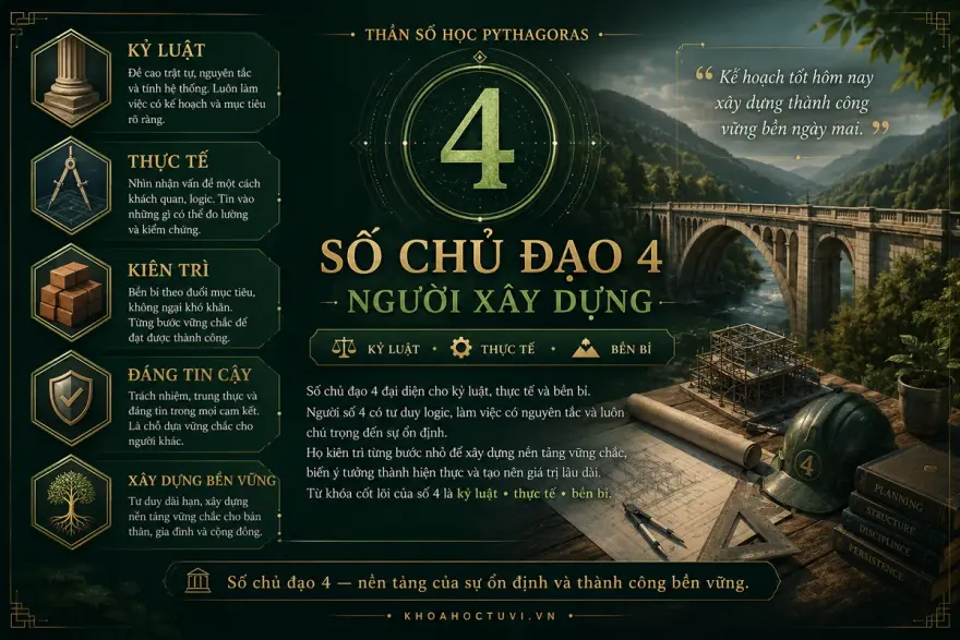 Số Chủ Đạo 4: Tính Cách, Sự Nghiệp & Tình Yêu Người Xây Dựng