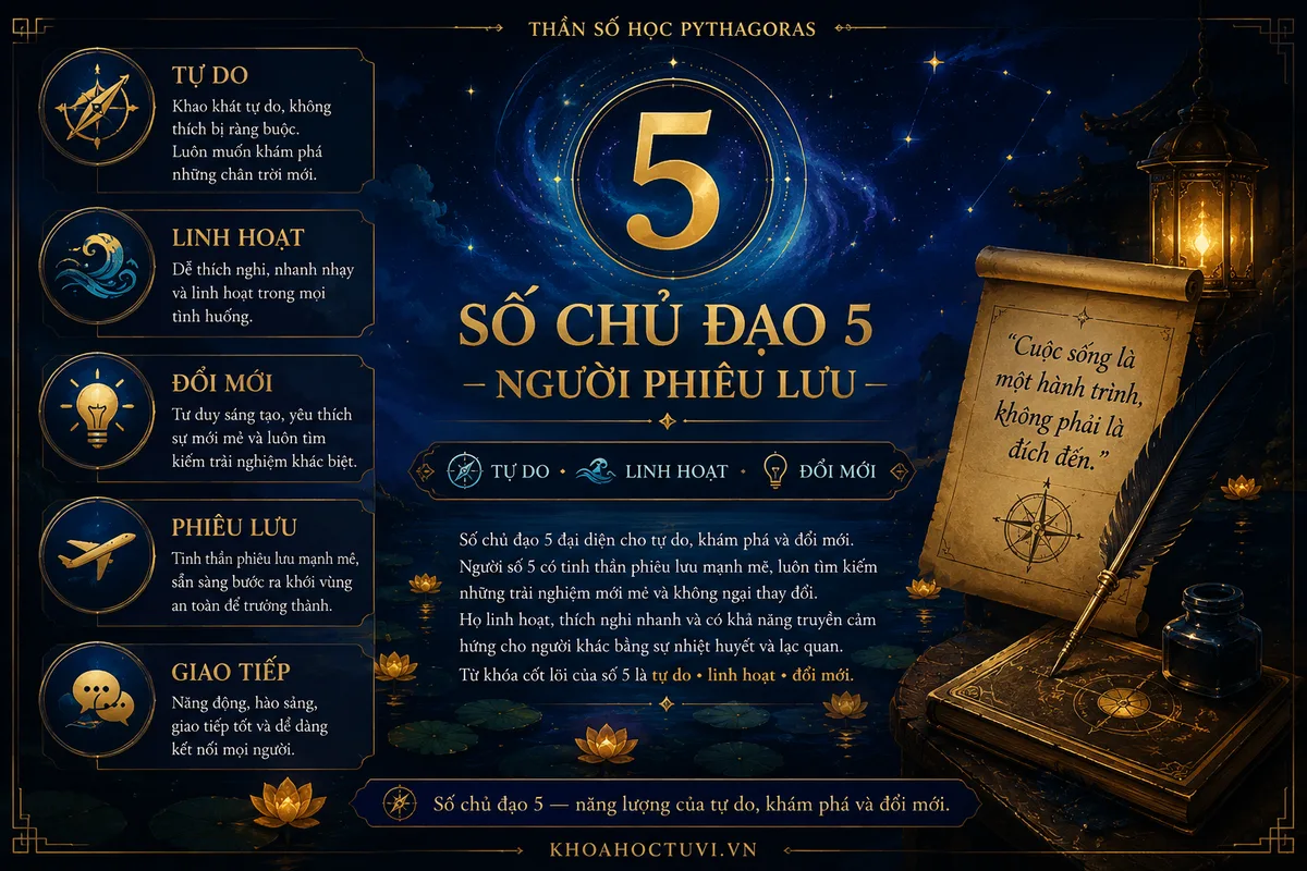 Số Chủ Đạo 5: Tính Cách, Sự Nghiệp & Tình Yêu Người Phiêu Lưu