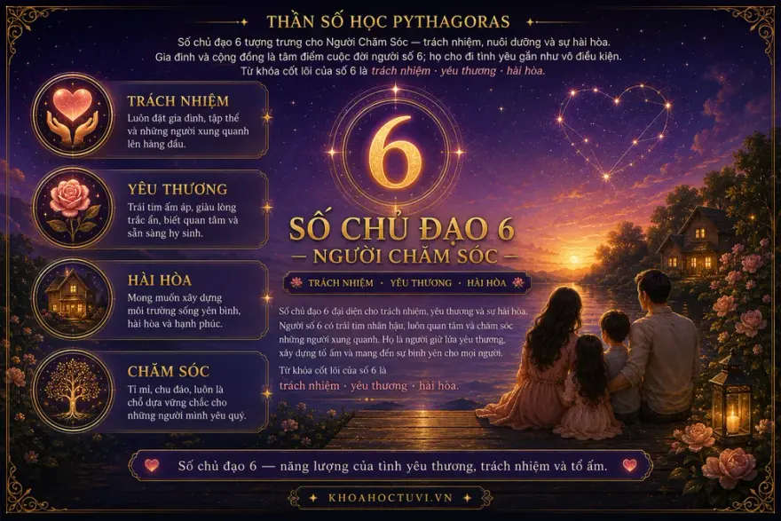 Số chủ đạo 6 hình mẫu Người Chăm Sóc