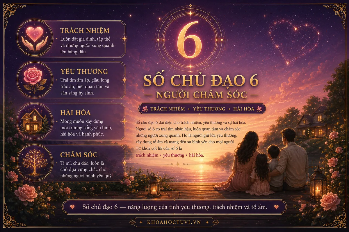 Số Chủ Đạo 6: Tính Cách, Sự Nghiệp & Tình Yêu Người Chăm Sóc