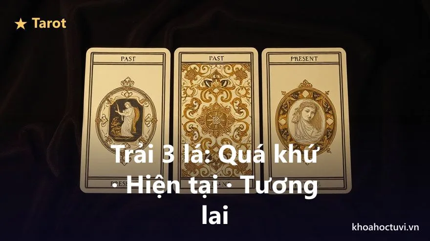 Cách trải bài Tarot 3 lá Quá khứ Hiện tại Tương lai xếp thành hàng ngang