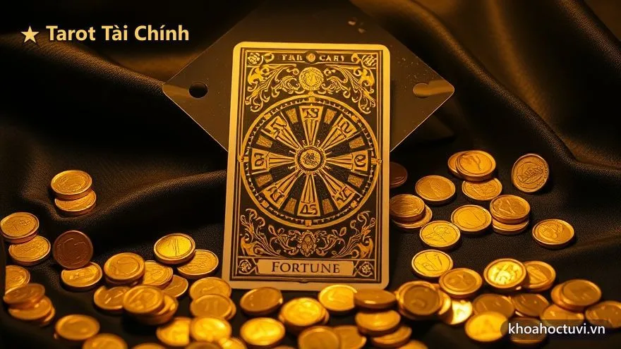 Lá Bánh Xe Số Phận trong bói tarot tài chính, biểu tượng vận may tiền bạc xoay chiều