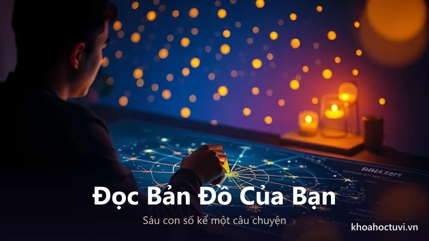 Người đọc một tấm bản đồ sao phát sáng tượng trưng cho việc đọc các chỉ số