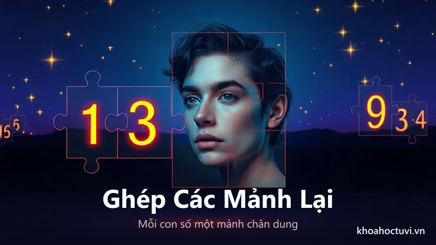Tranh khái niệm các mảnh chân dung ghép lại thành một tấm bản đồ hoàn chỉnh