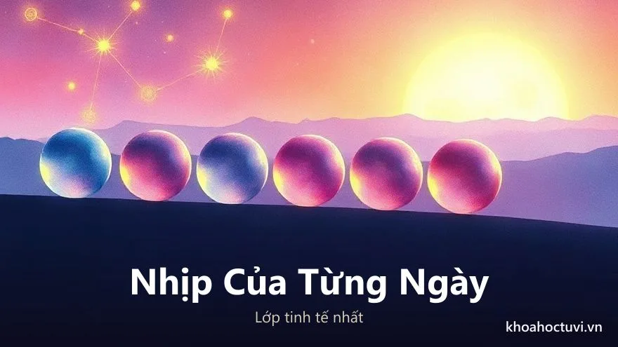 Bìa bài viết cách tính ngày cá nhân với bảy ô ngày trong tuần phát sáng theo năng lượng