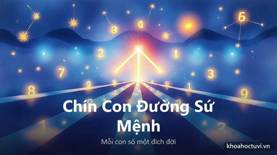 Tranh khái niệm chín con đường sứ mệnh khác nhau trong thần số học