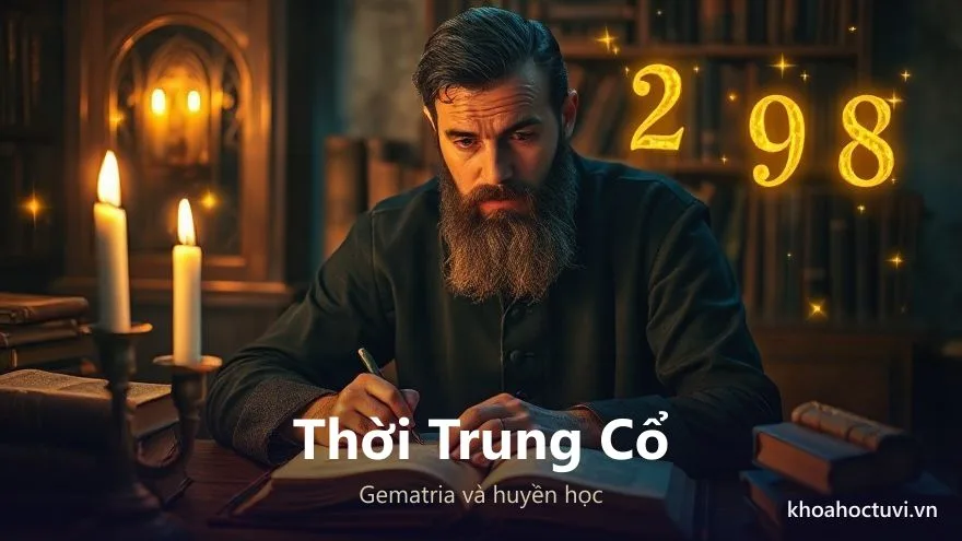 Tranh khái niệm học giả Trung cổ nghiên cứu ý nghĩa con số qua gematria và Kabbalah