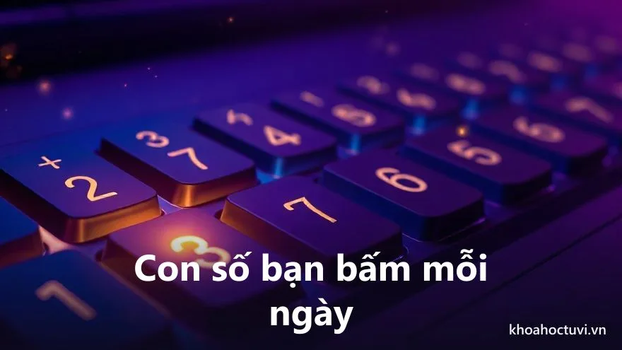 Một bàn phím số phát sáng với con số nổi bật, minh họa mã pin may mắn theo thần số học