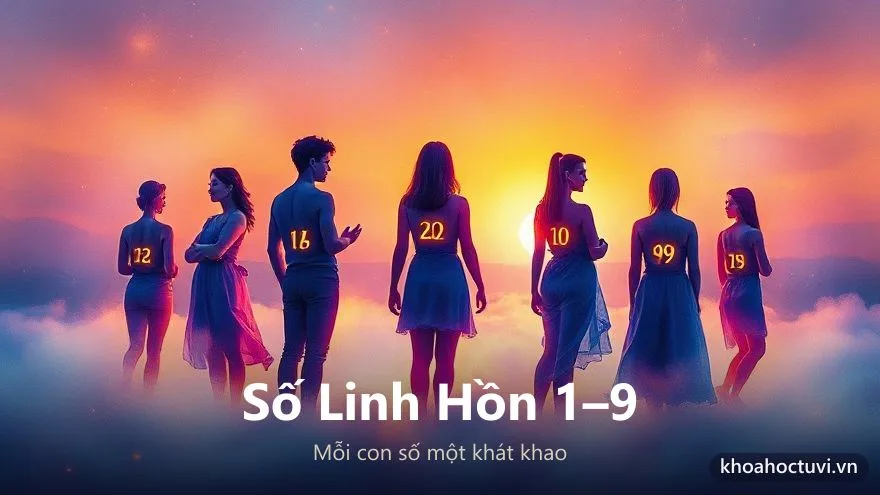 Tranh khái niệm chín con số linh hồn tượng trưng cho các khát khao nội tâm khác nhau