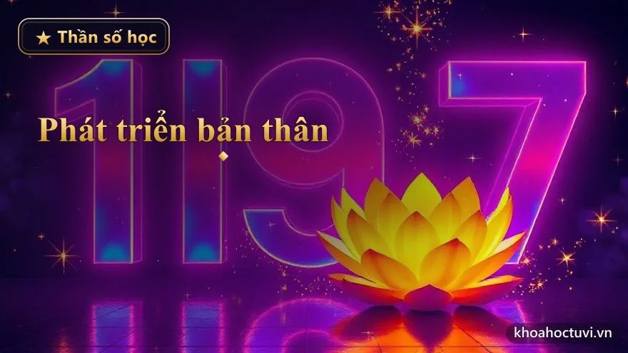 Hoa sen ánh sáng vàng kim đang nở bung tỏa những ngôi sao trên nền vũ trụ tĩnh lặng — bản đồ thần số cá nhân cho hành trình phát triển bản thân