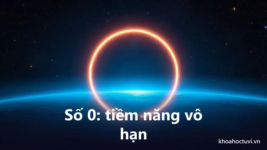 Một vòng tròn ánh sáng rỗng ở trung tâm phát ra năng lượng, tượng trưng cho con số 0 và tiềm năng vô hạn trong thần số học