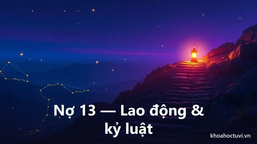Hình ảnh con đường núi dốc lúc bình minh minh họa nợ nghiệp số 13 về kỷ luật và nỗ lực
