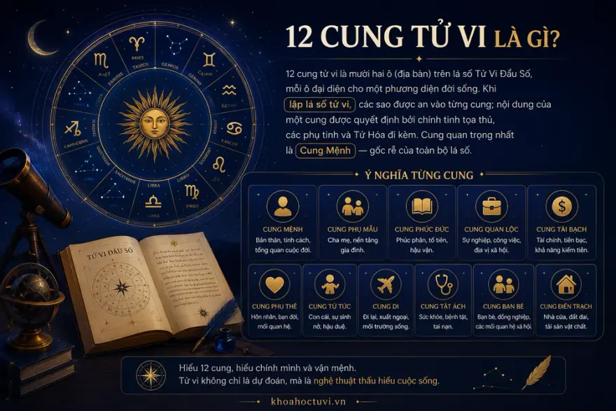 12 cung tử vi — bố cục địa bàn 12 cung trên lá số Tử Vi Đẩu Số