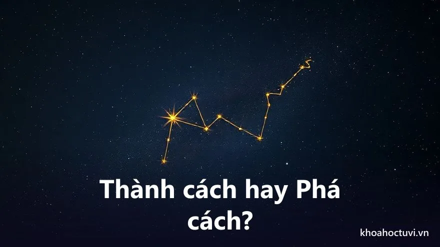 Thành cách hay phá cách trong cách cục tử vi: một chòm sao nửa sáng rực nửa mờ tối minh họa hai trạng thái
