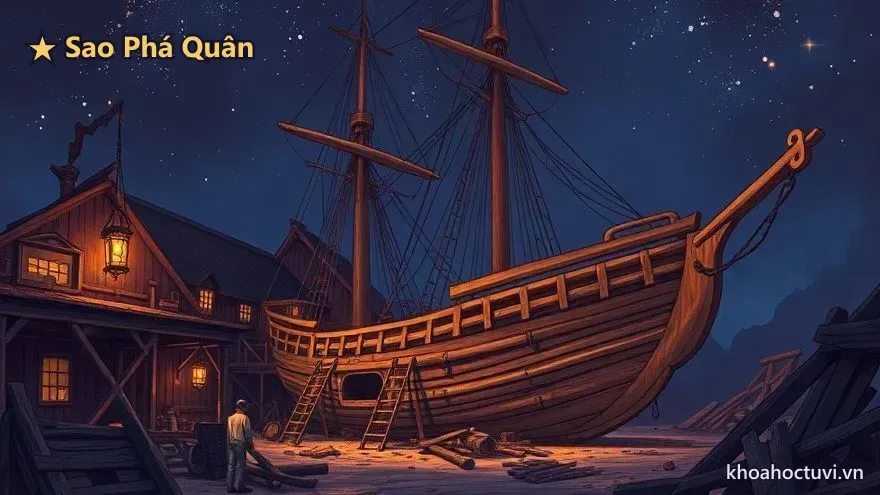 Vòng đời phá – xây của người Phá Quân thủ Mệnh — xưởng đóng tàu trong đêm, gỗ cũ thành thuyền mới