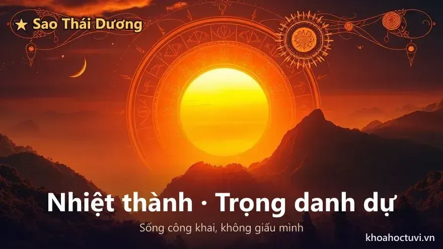Tính cách người Thái Dương thủ Mệnh — nhiệt thành, trọng danh dự, sống công khai như mặt trời giữa vòng hoàng đạo